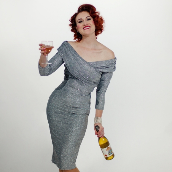 Collectif Dresses & Skirts - Collectif Silver Sparkle Wiggle Dress